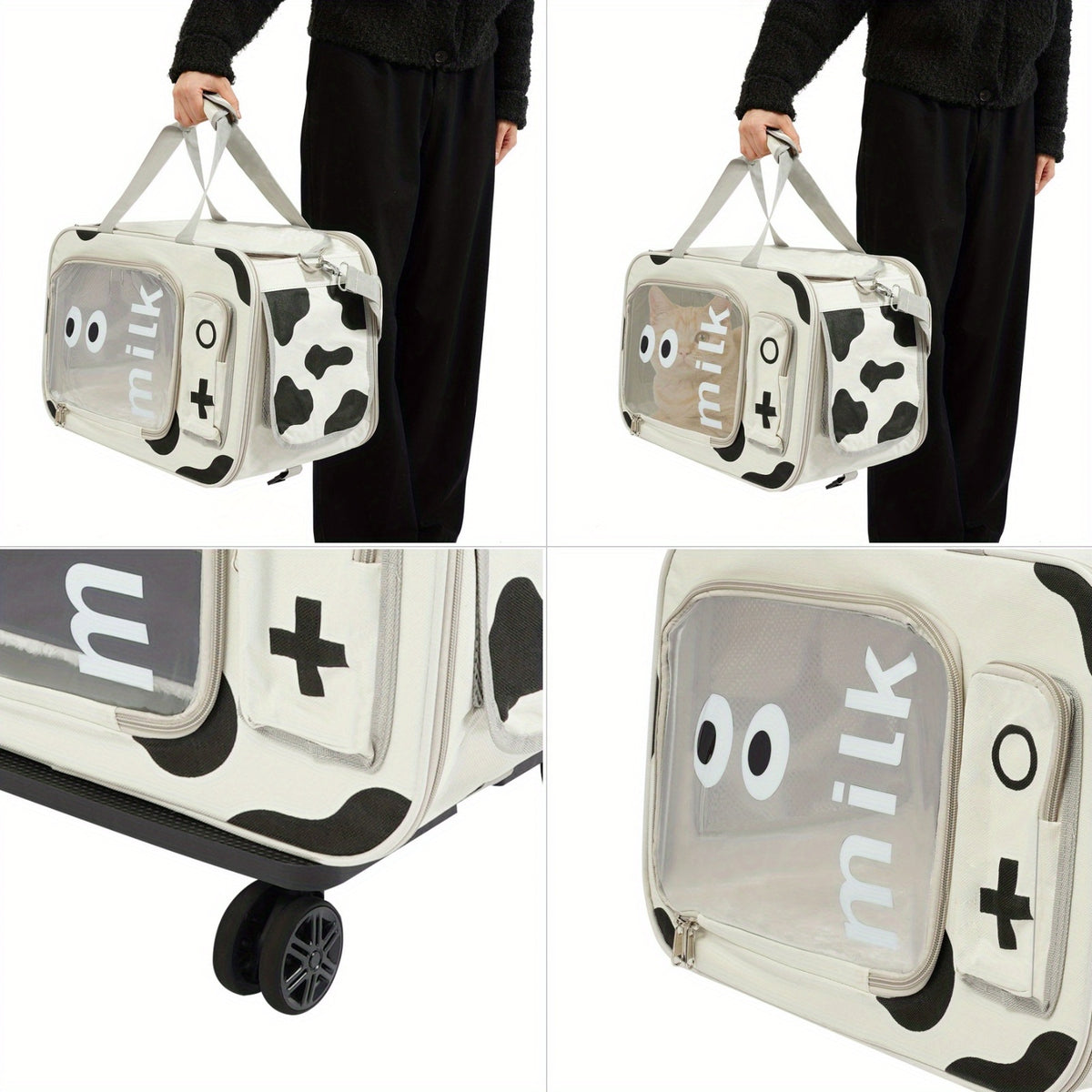 Extra Large Rolling Pet Carrier Backpack with 4-Wheel Mobility & Backpack Design