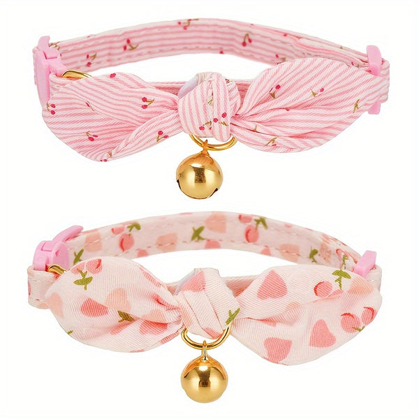 1pc Adjustable Breakaway Cat Collar - Soft Polyester Safety Collar with Floral Bow
