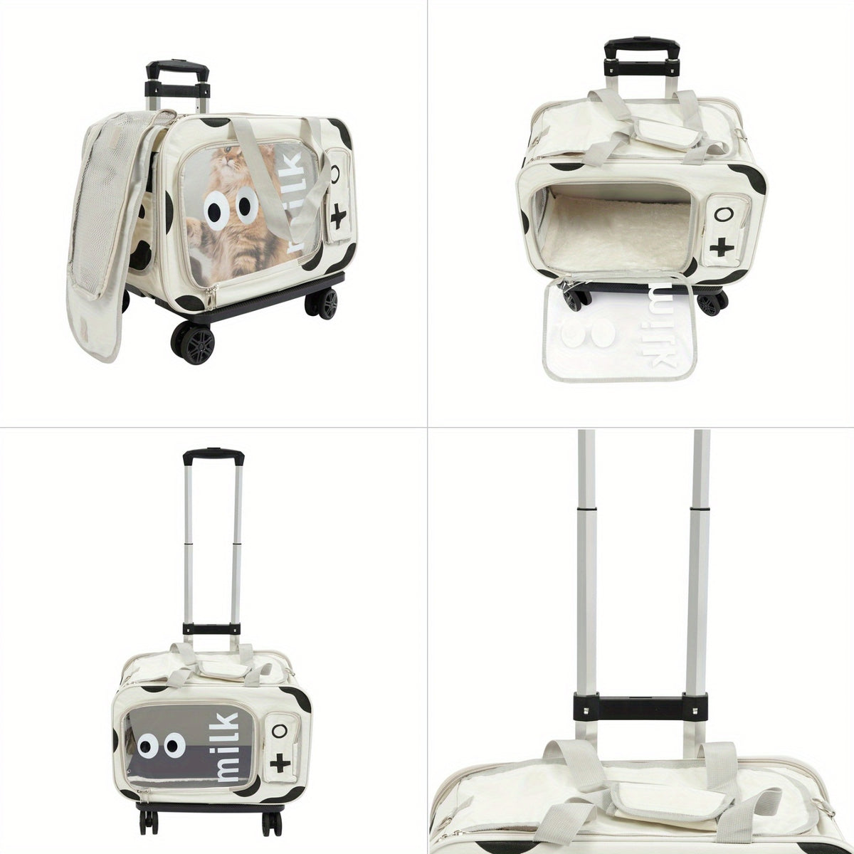 Extra Large Rolling Pet Carrier Backpack with 4-Wheel Mobility & Backpack Design
