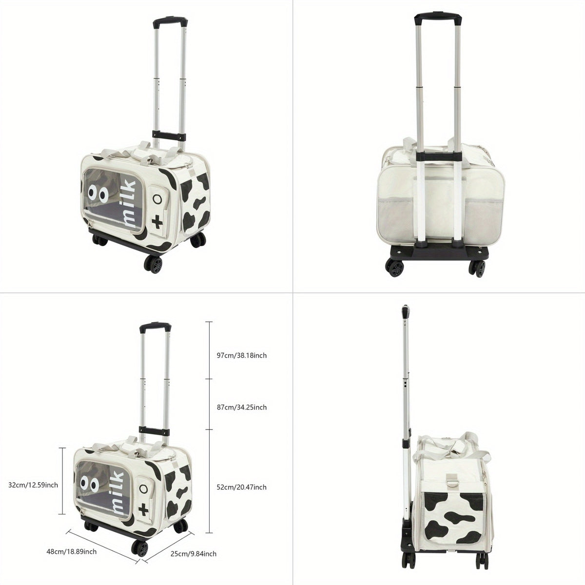 Extra Large Rolling Pet Carrier Backpack with 4-Wheel Mobility & Backpack Design