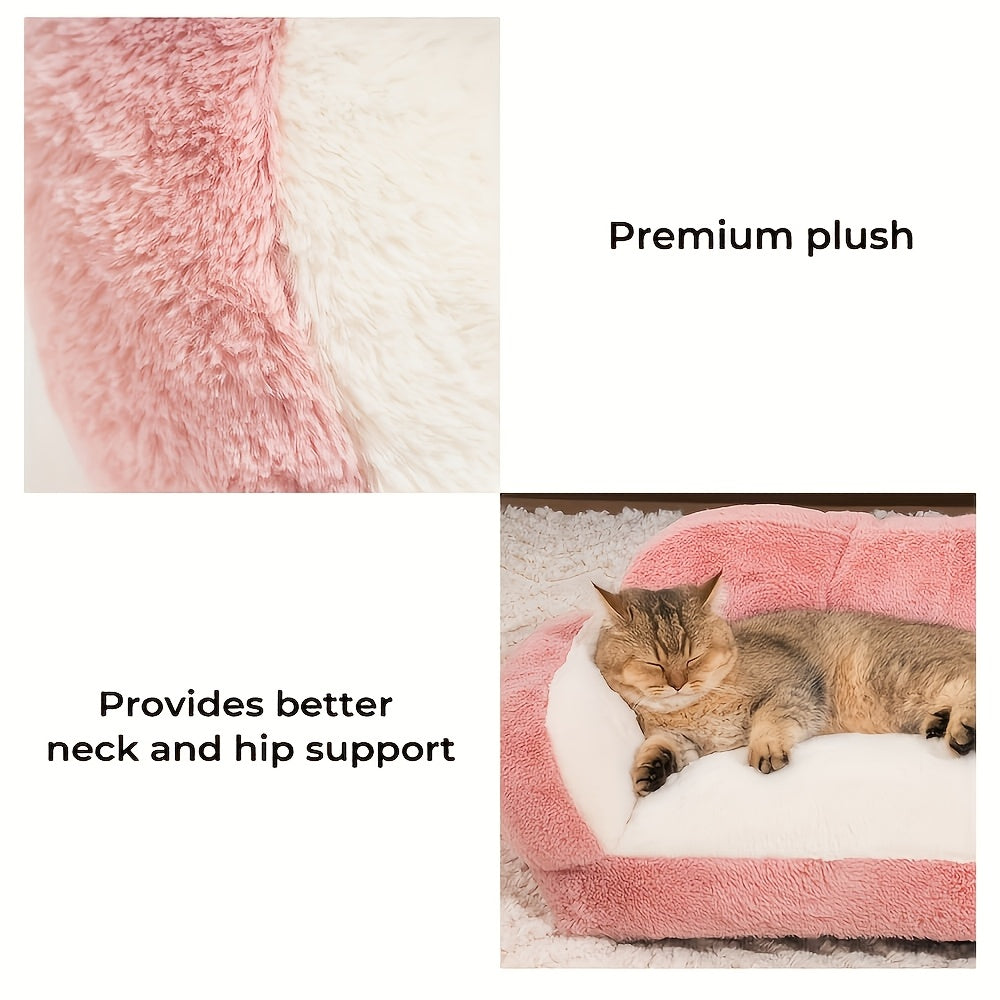 1pc High Density Foam Dog Bed, Orthopedic Dog Bed & Sofa with Removable Washable Cover, Two colors