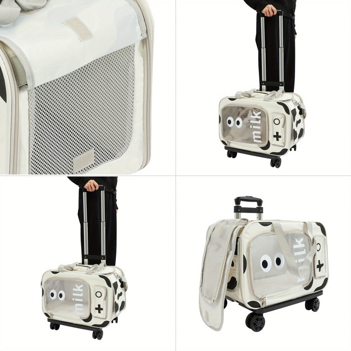 Extra Large Rolling Pet Carrier Backpack with 4-Wheel Mobility & Backpack Design