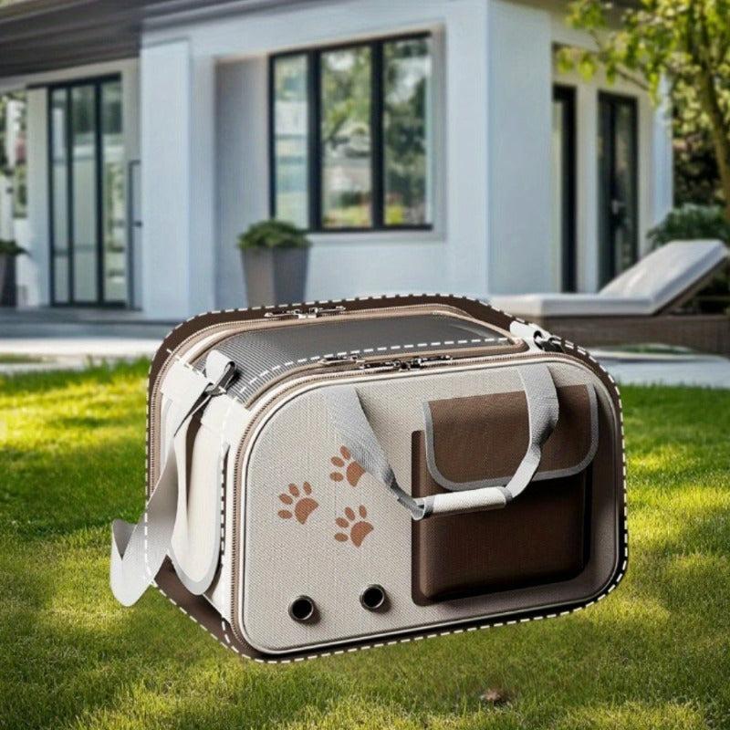 Portable Folding Cat Backpack for & s - 2 Styles (Cat Face & Paw Print) with Paw Print Window, Paw Strap & Top Handle