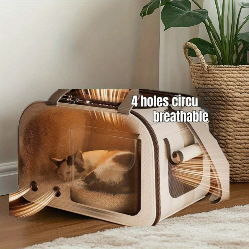 Portable Folding Cat Backpack for & s - 2 Styles (Cat Face & Paw Print) with Paw Print Window, Paw Strap & Top Handle